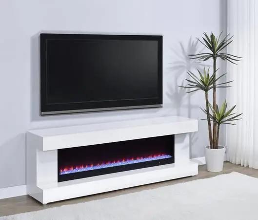 ~TV Stand with Built-In Fireplace and Bluetooth Speakers~