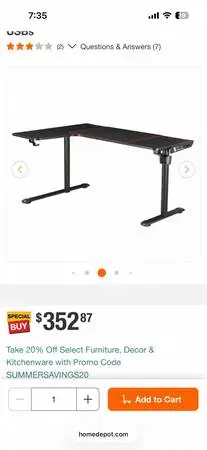 Black L desk w/ full desk mouse pad
