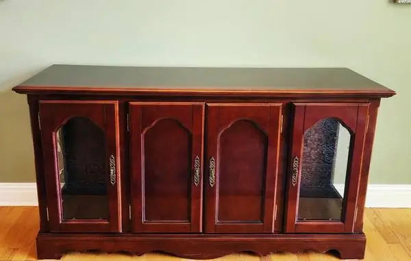 Elegant 58 Cherry/Mahogany Finish Buffet Credenza – Lighted Display