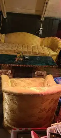 Vintage truffle sofa and chair