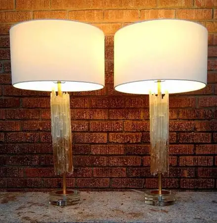 Gold Leaf Selenite Table Lamps By John-Richard