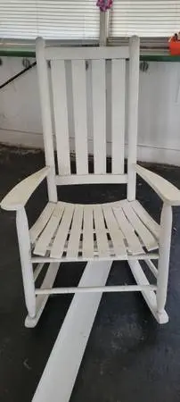 White wood rocker chair