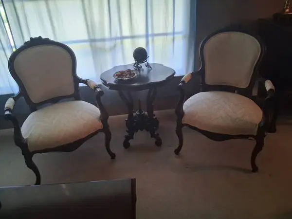 Antique table and 2 chairs