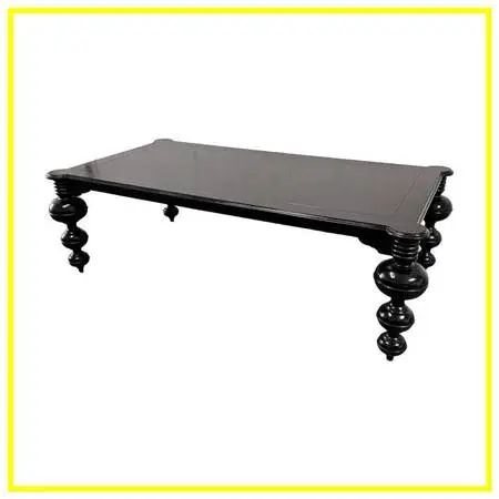 Noir Claudio Mahogany Solid Wood Dining Table, Hand-rubbed Black