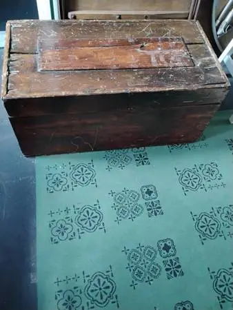 hand made vintage wood storage tool box