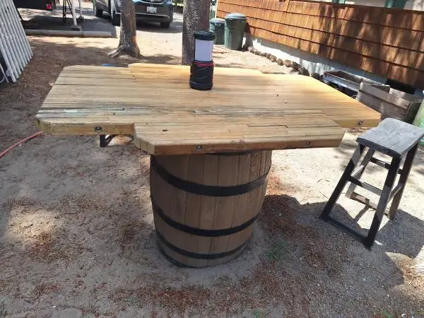 Outdoor barrel table