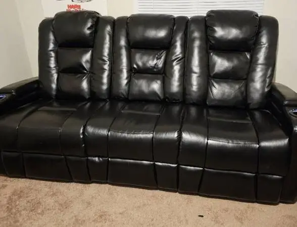 Black Leather Dual Reclining Sofa