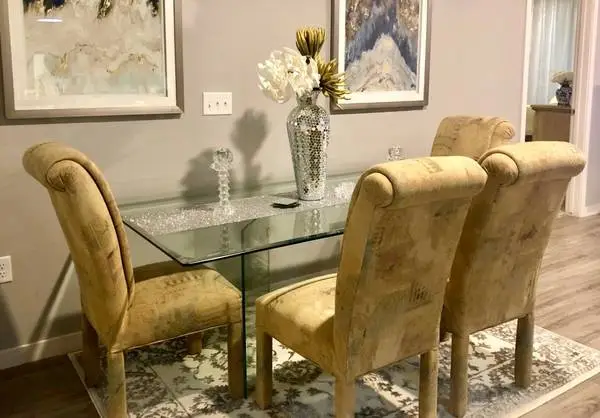 Glass dining table for 6