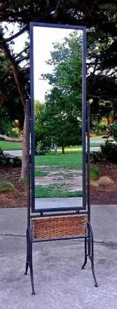 Iron & Rattan Cheval Floor Standing Mirror