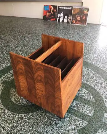 Danish Modern Rosewood Vinyl Record Caddy