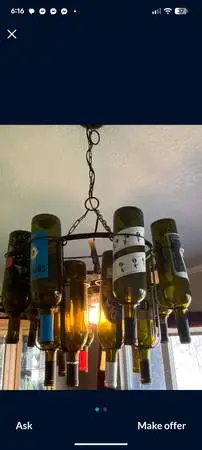Large chandelier 16 wine bottles