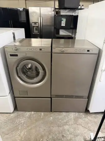 Asko Compact 24 Wide Washer & Dryer on Pedestals