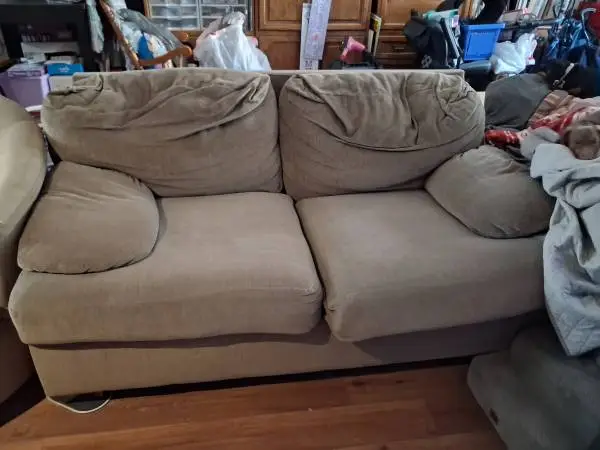 Brown loveseat
