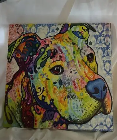 Colorful Pit Bull Print - Stretched Canvas