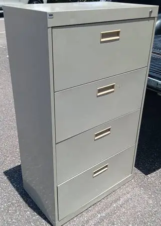M&M,4-Drawer,Lateral File Cabinet,Putty,Hanger Rails,Lock-NoKey