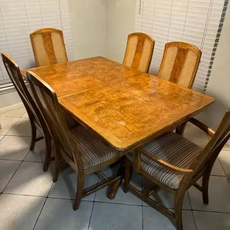 Vintage Mid Century Modern Walter of WabashWalnut Table with Chairs