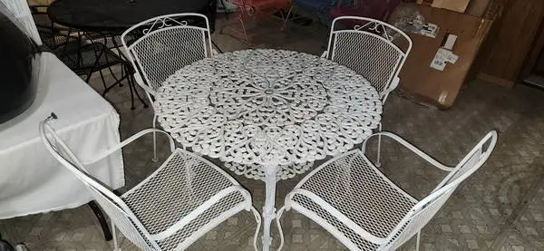 Aluminum Vintage Large Patio Table and Chairs