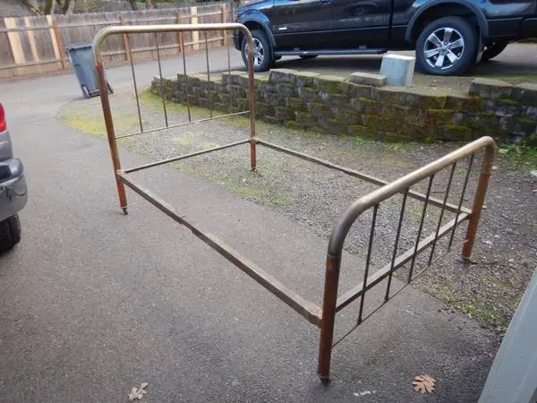 Brass and steel bed frame