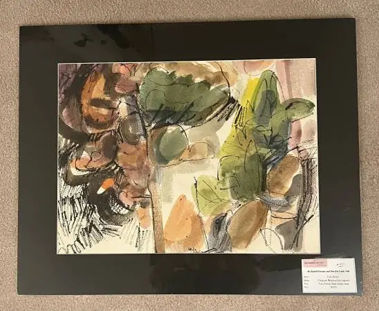 Lively Watercolor titled Two Trees by Lela Autio - Signed