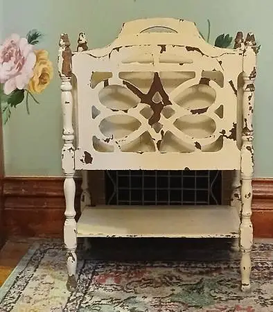 Vintage French Cottage MAGAZINE RACK, BOOK HOLDER, SIDE TABLE.