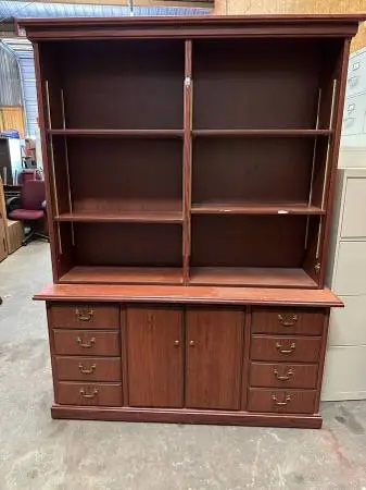 Office Credenza Cabinet 6-Drawers with Hutch