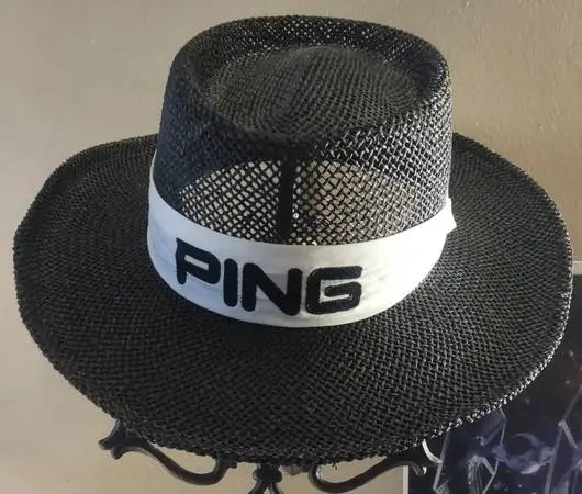 PING Golf Black Karsten Vintage Straw Panama Sun Hat Size XL