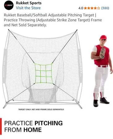 Baseball/softball pitching strike zone for net