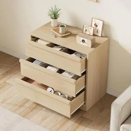 NEW 3 Drawer Dresser for Bedroom, Natural Oak Nightstand 3 Chest of Dr