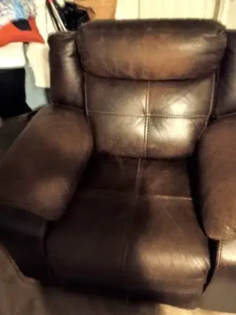 Brown faux leather recliner