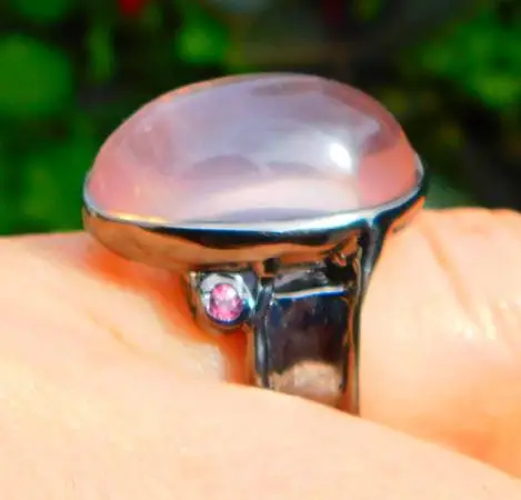 Natural Rose Quartz 20ct, Ruby, Medieval Ring, one of a kind, for love