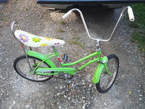 Vintage All-Pro Flower Power Green Girls Banana Seat Bike