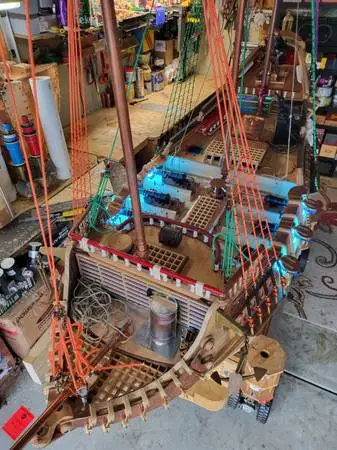 Wooden, Handcrafted Remote Control 14 Feet Long Pirate Ship