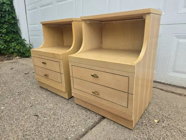 Mid Century Modern Champagne Bedside Stands