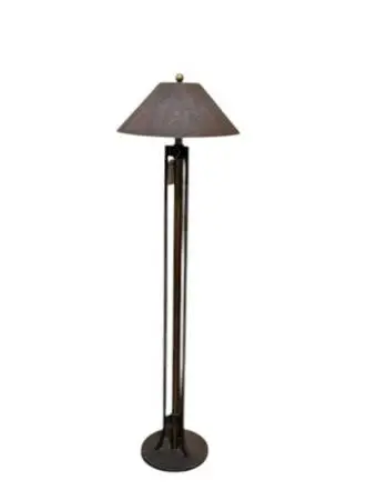Vintage Iron & Brass Floor Lamp W/ Metal Shade- 17X58H
