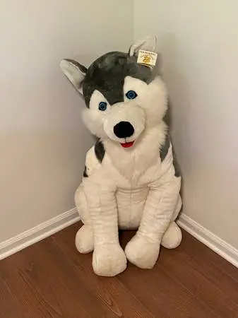 Giant stuffed husky dog
