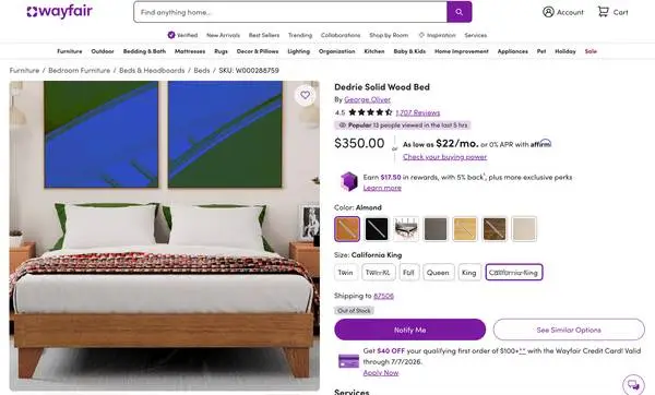 California King Platform Bed Frame