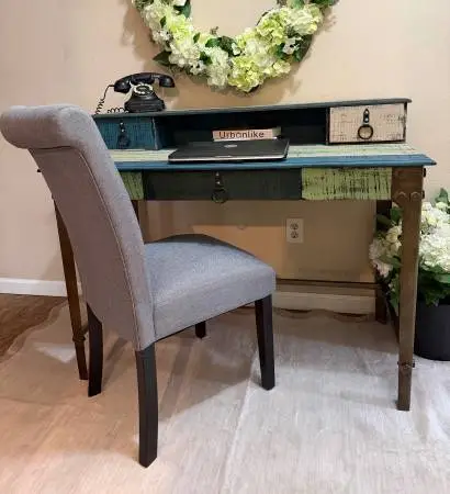 Multi colored Desk and NEW Gray Chair