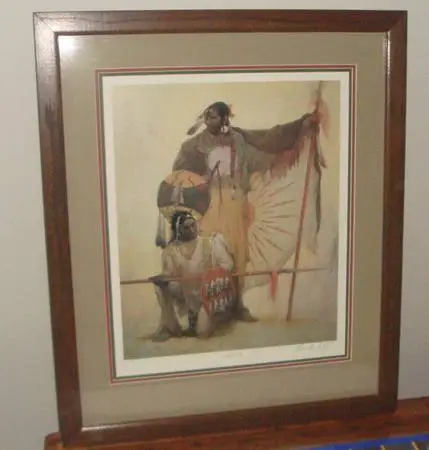 Painting - Mandan Gold by Kenneth Riley Lithograph, COA & Framed