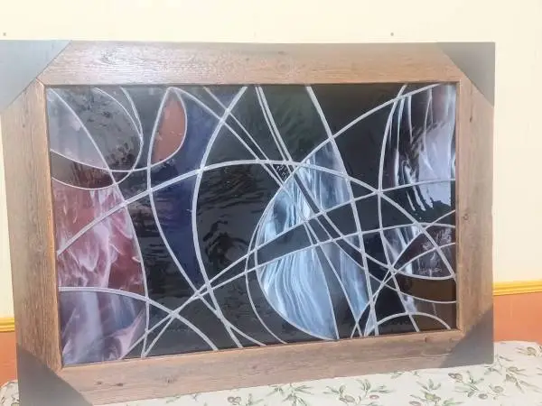 1950s Stain Glass Panel Large