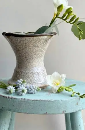 Mary Halliday Acorn Studio - Crackle Glaze Pottery Vase