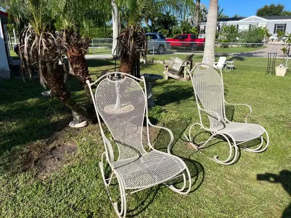 Wrought iron rockers rocking chairs patio vintage