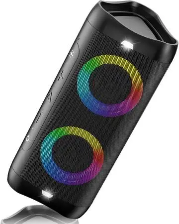 DONOW Portable Bluetooth Speaker with Lights, 30W Stereo Sound