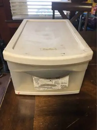 Plastic storage drawer 14” x 8 1/2” x 6”
