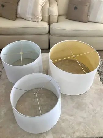 Home Decor ~ Drum Lamp Shades - Set of 3 - White & Cream
