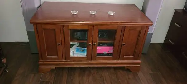 Cherry wood tv stand entertainment center