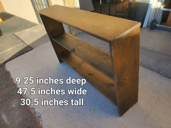 Short wide solid wood bookshelf