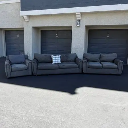Gray Couch, Loveseat, & Chair Set