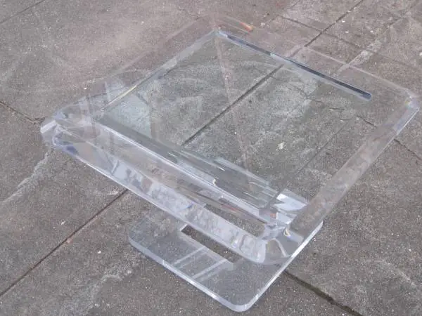 Two Lucite and Glass Mickael Loznikov End Tables