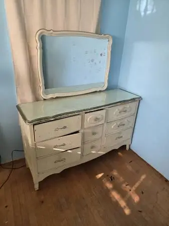Vintage French Provincial Dresser with Mirror