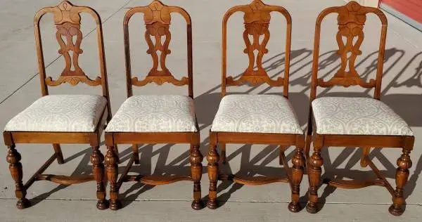 Set of 4 Antique Jacobean Style Dining Chairs